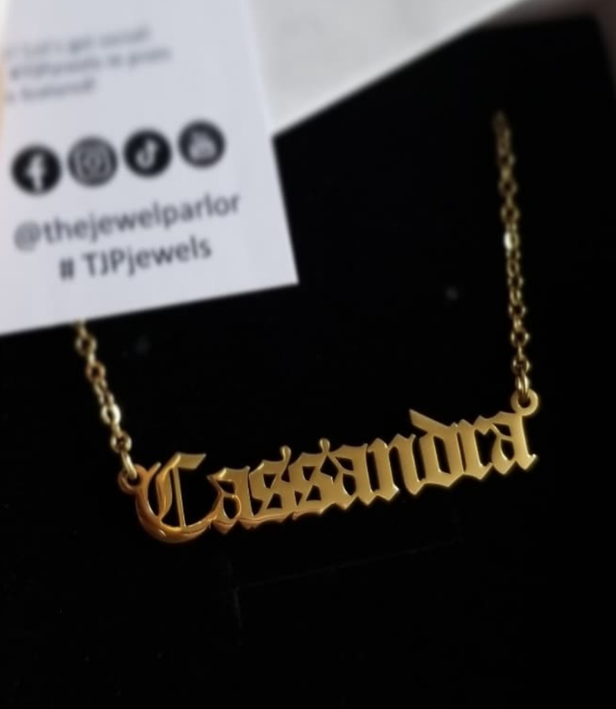 OLD ENGLISH Font Name Necklace Personalized Custom