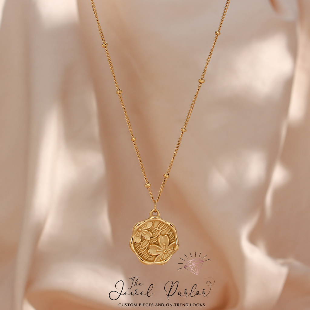 Cherry Blossom Flower 18K Gold-plated Pendant