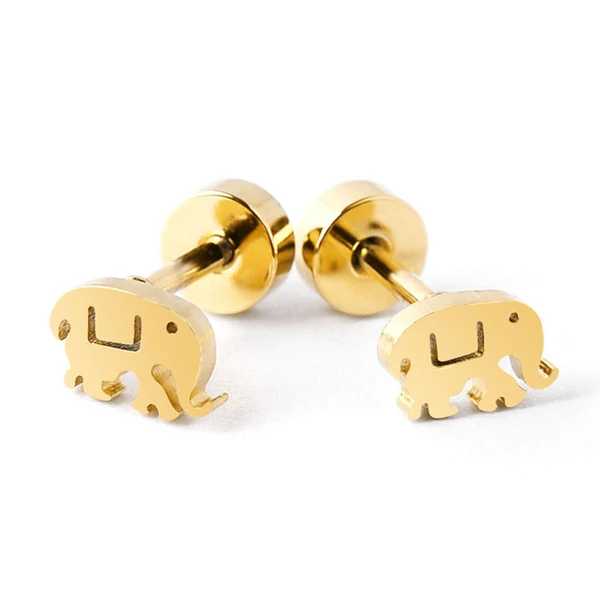 Minimalist Baby Elephant Earrings + Screw Back Post