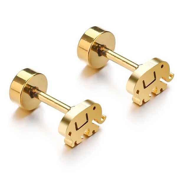 Minimalist Baby Elephant Earrings + Screw Back Post