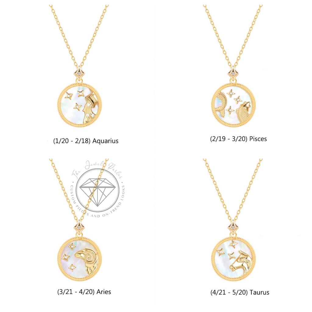Mother of Pearl Star Sign Horoscope Zodiac Necklace