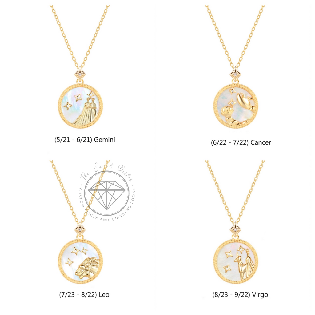 Mother of Pearl Star Sign Horoscope Zodiac Necklace