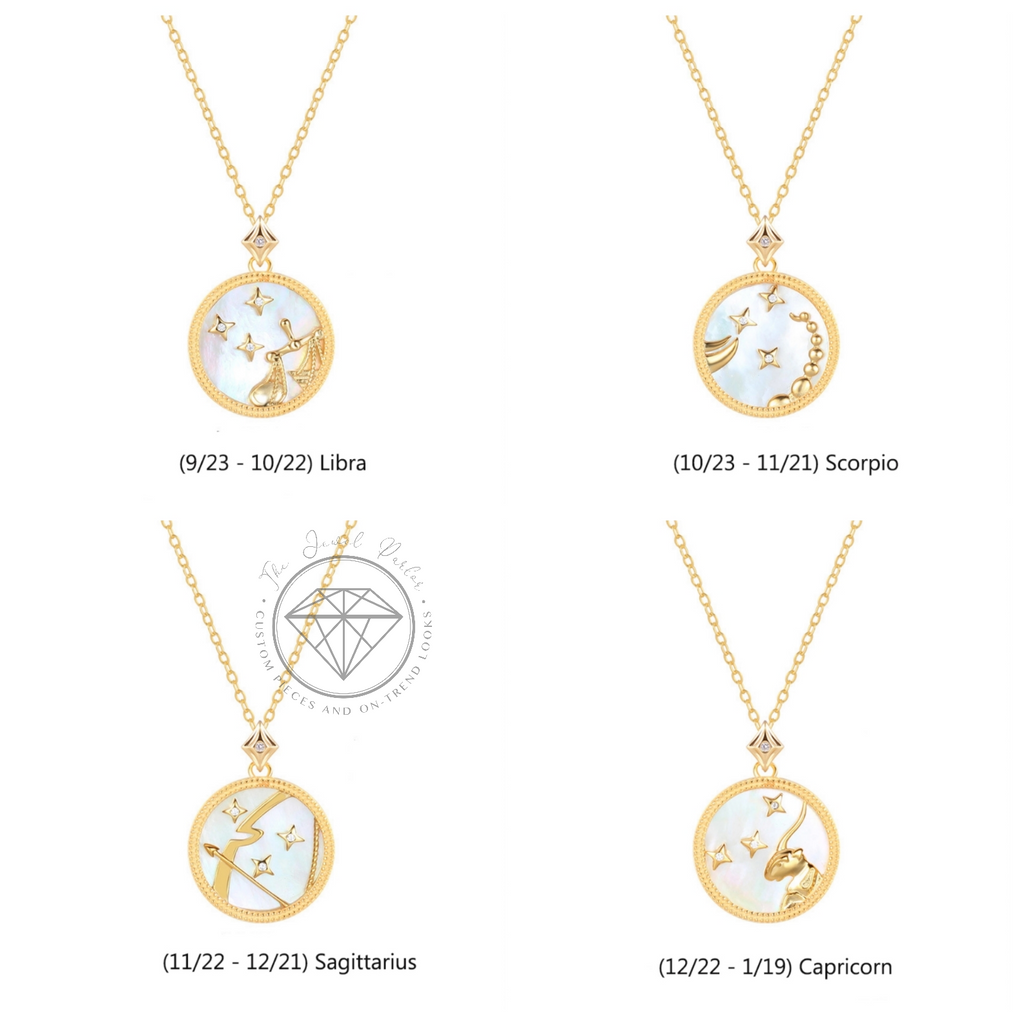 Mother of Pearl Star Sign Horoscope Zodiac Necklace