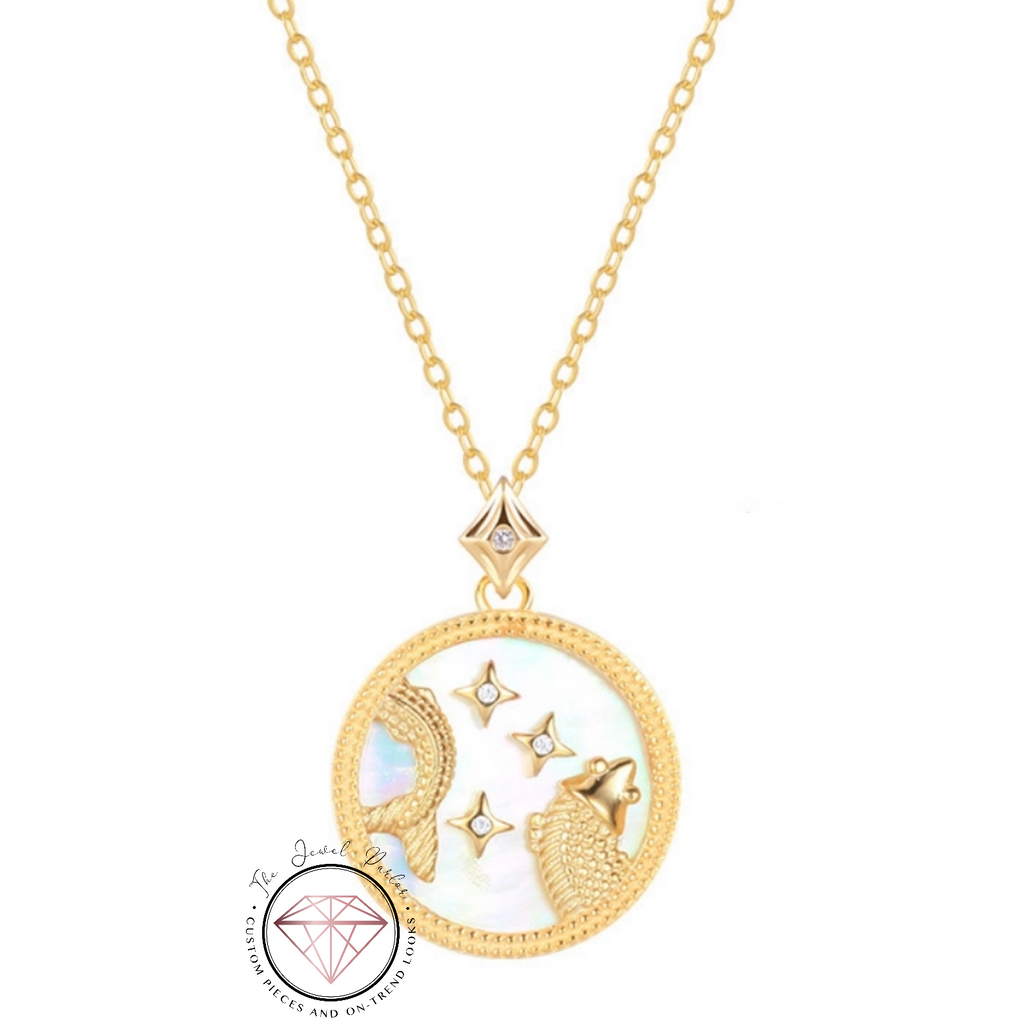 Mother of Pearl Star Sign Horoscope Zodiac Necklace
