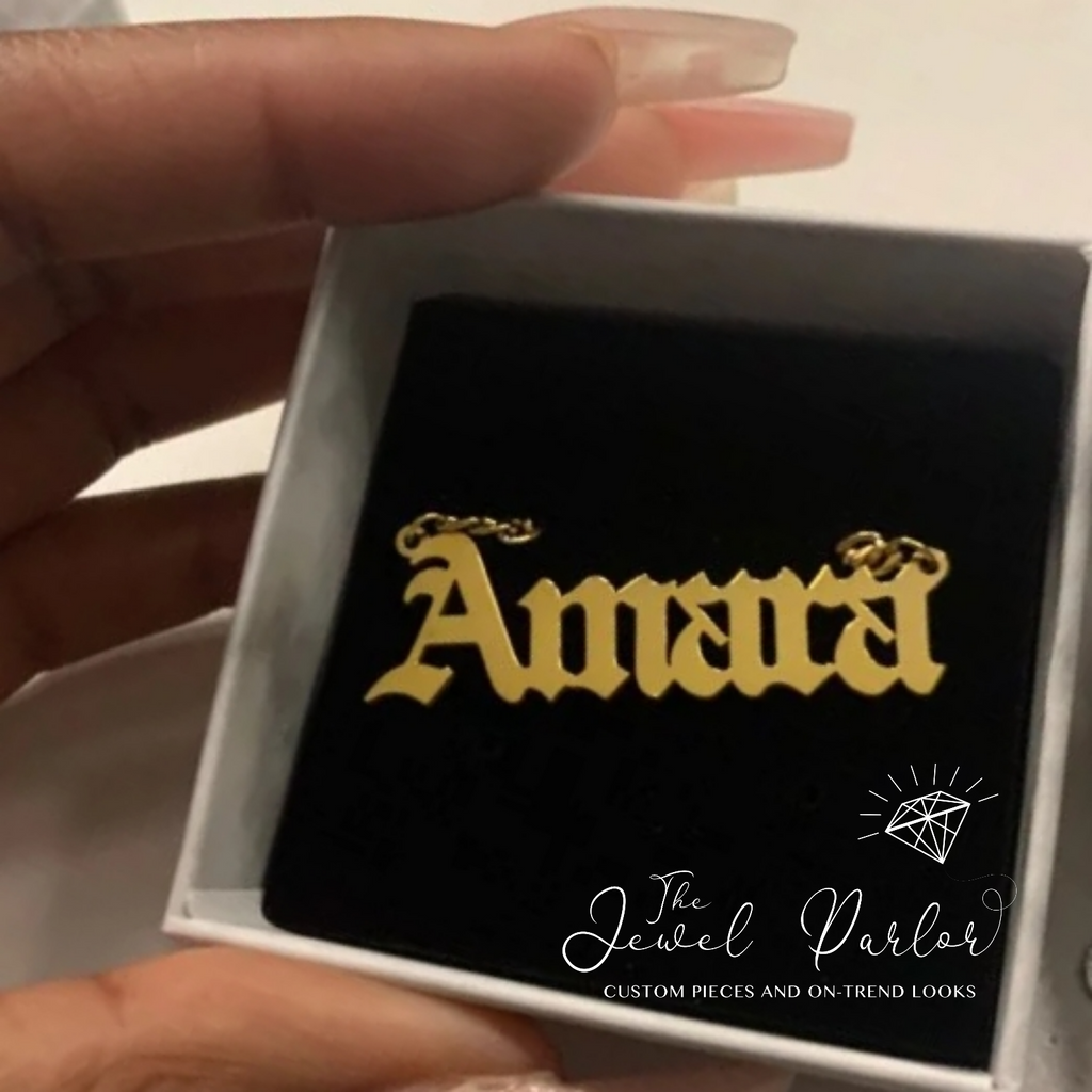 OLD ENGLISH Font Name Necklace Personalized Custom