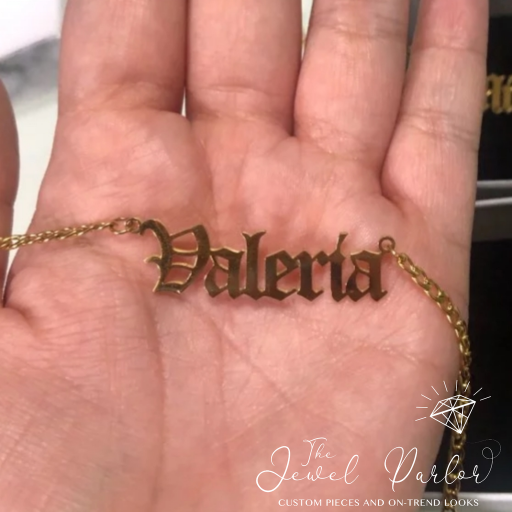 OLD ENGLISH Font Name Necklace Personalized Custom