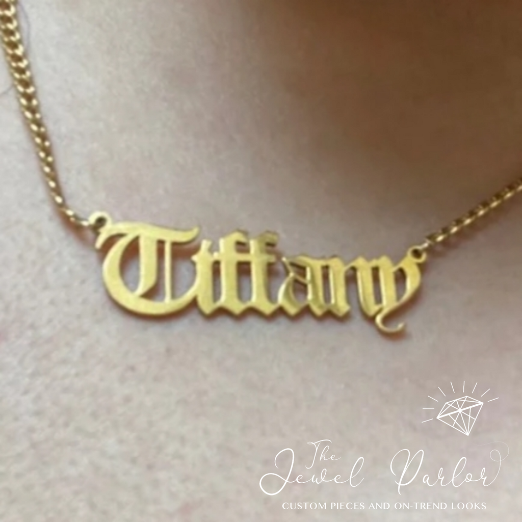 OLD ENGLISH Font Name Necklace Personalized Custom