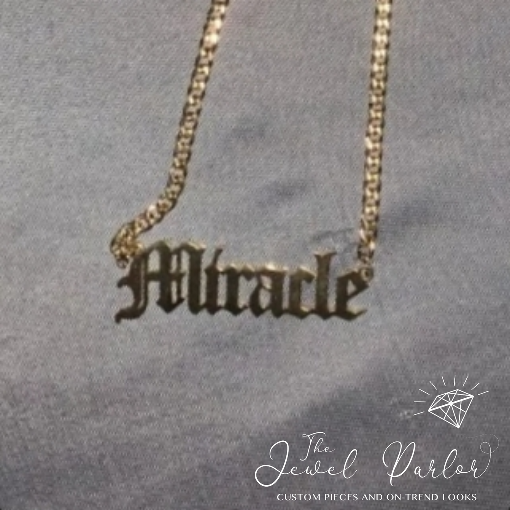 OLD ENGLISH Font Name Necklace Personalized Custom