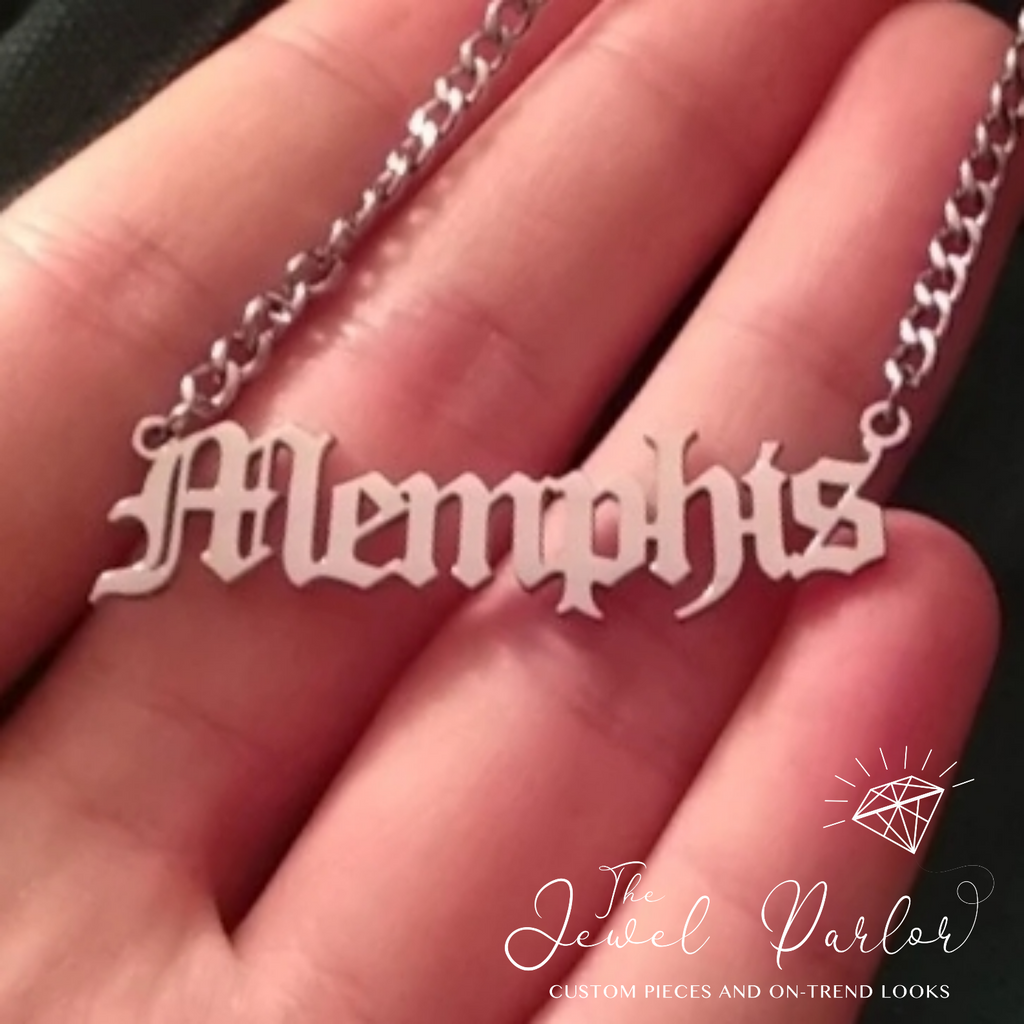 OLD ENGLISH Font Name Necklace Personalized Custom