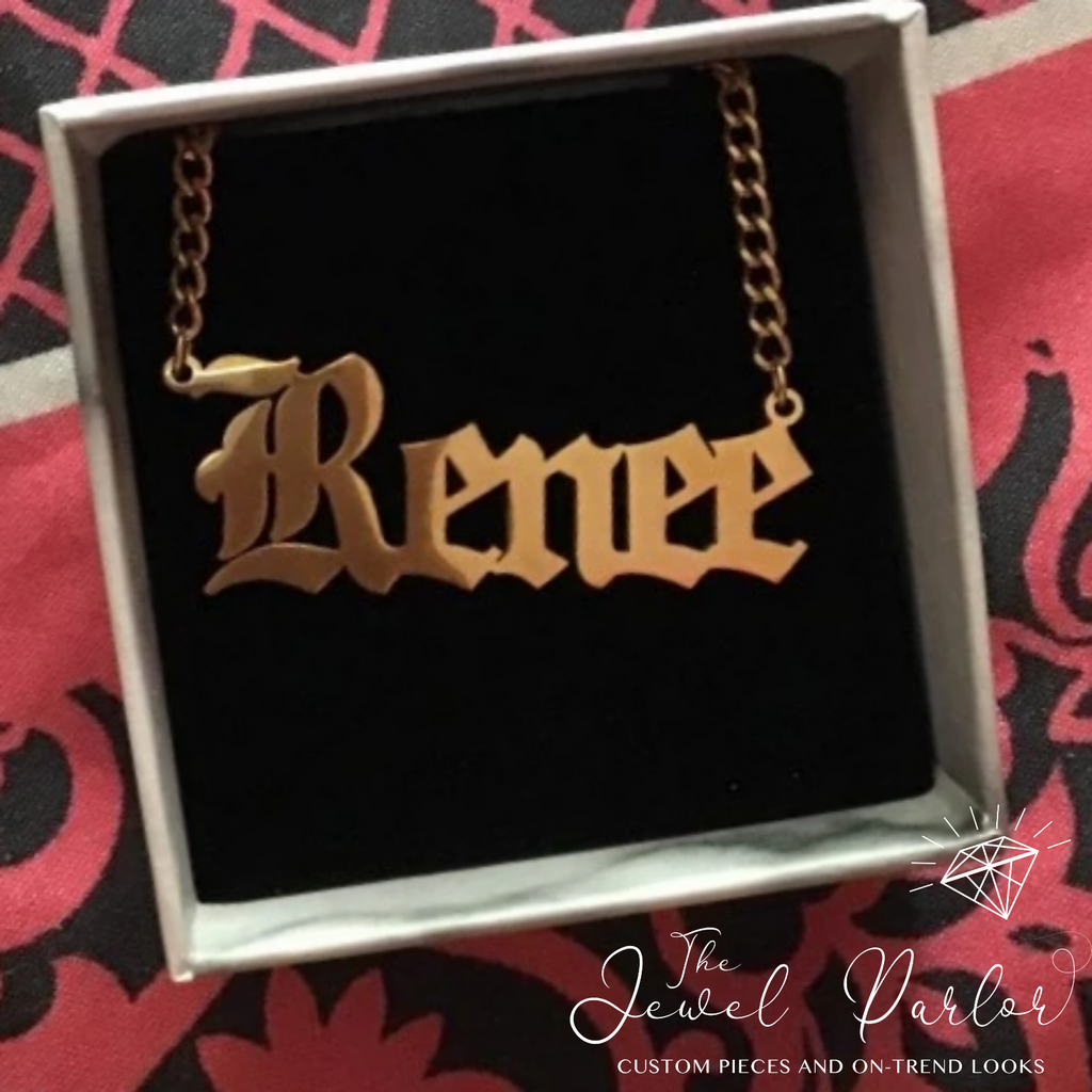 OLD ENGLISH Font Name Necklace Personalized Custom