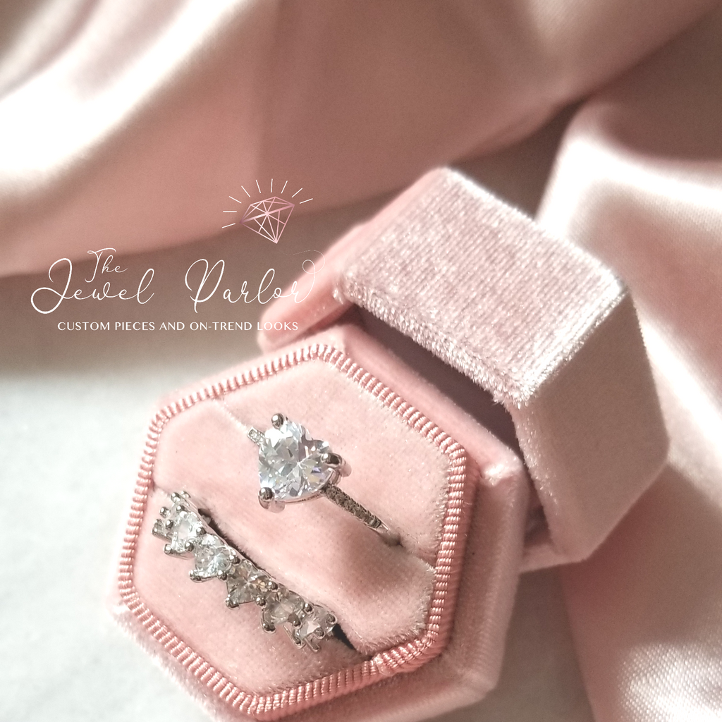 Hexagonal Velvet Ring Box with One or Two Slots