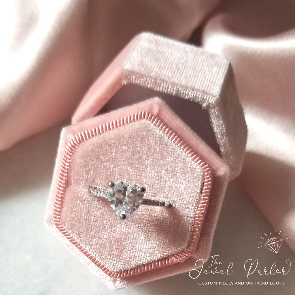 Hexagonal Velvet Ring Box with One or Two Slots
