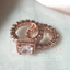 Betrothal Halo Princess Cut Ring + Eternity Band Set in Rose Gold