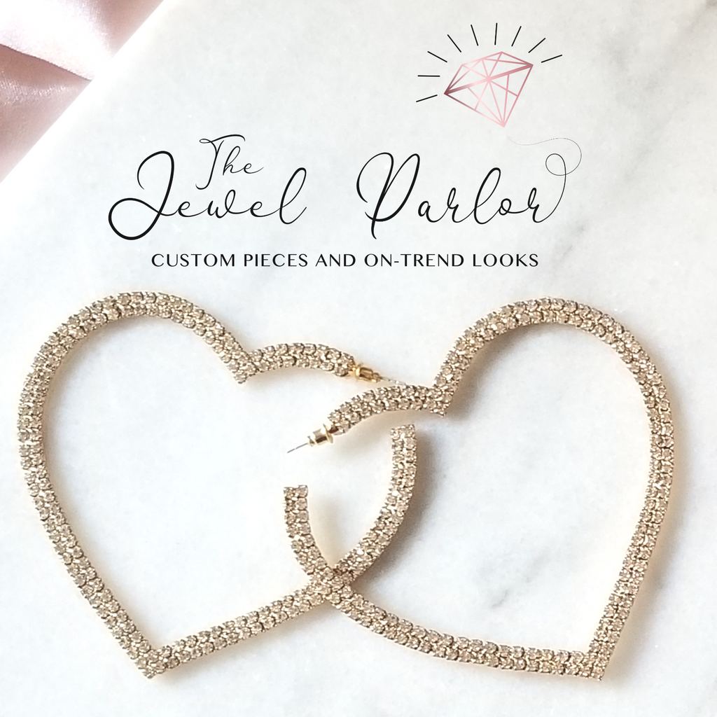 Mia Crystal Heart Hoop Earrings in Silver + Gold