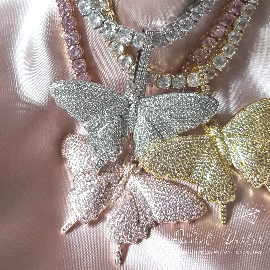 Papillon Pavé Butterfly Pendant + Tennis Chain
