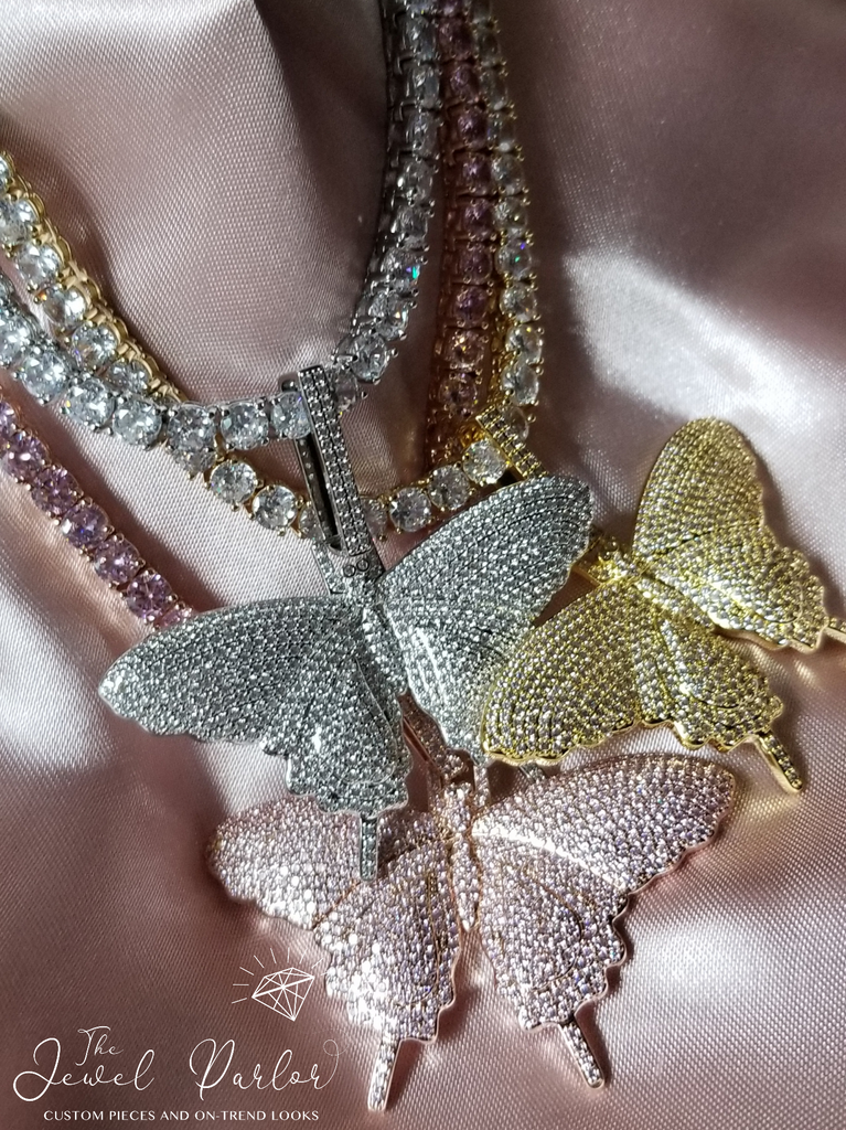 Papillon Pavé Butterfly Pendant + Tennis Chain