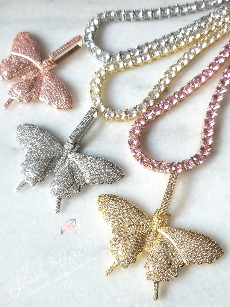 Papillon Pavé Butterfly Pendant + Tennis Chain