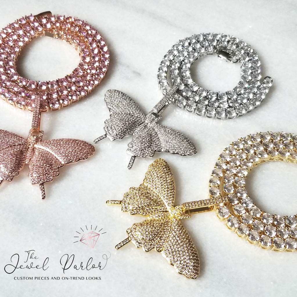 Papillon Pavé Butterfly Pendant + Tennis Chain