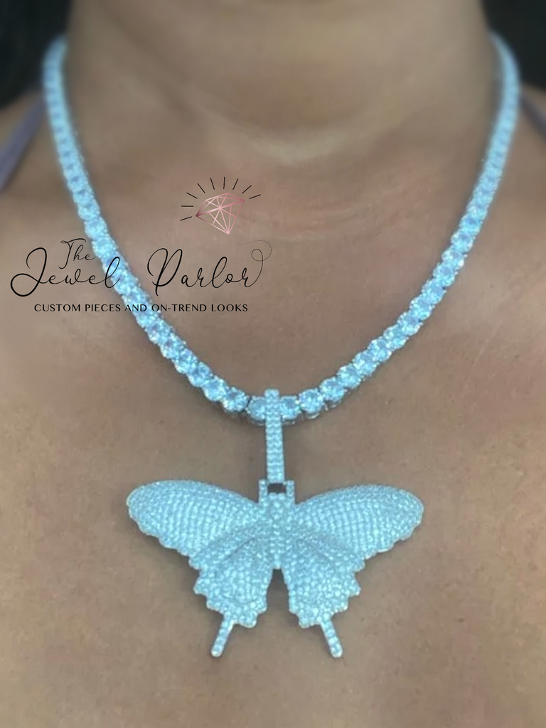 Papillon Pavé Butterfly Pendant + Tennis Chain