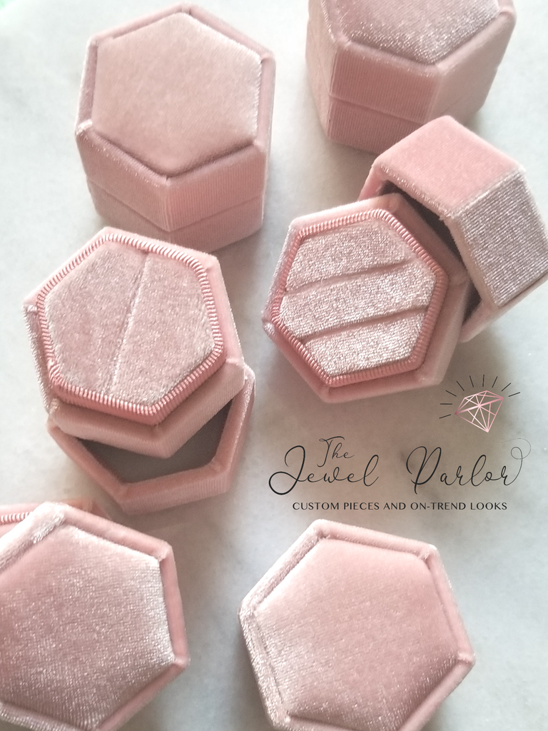 Hexagonal Velvet Ring Box with One or Two Slots