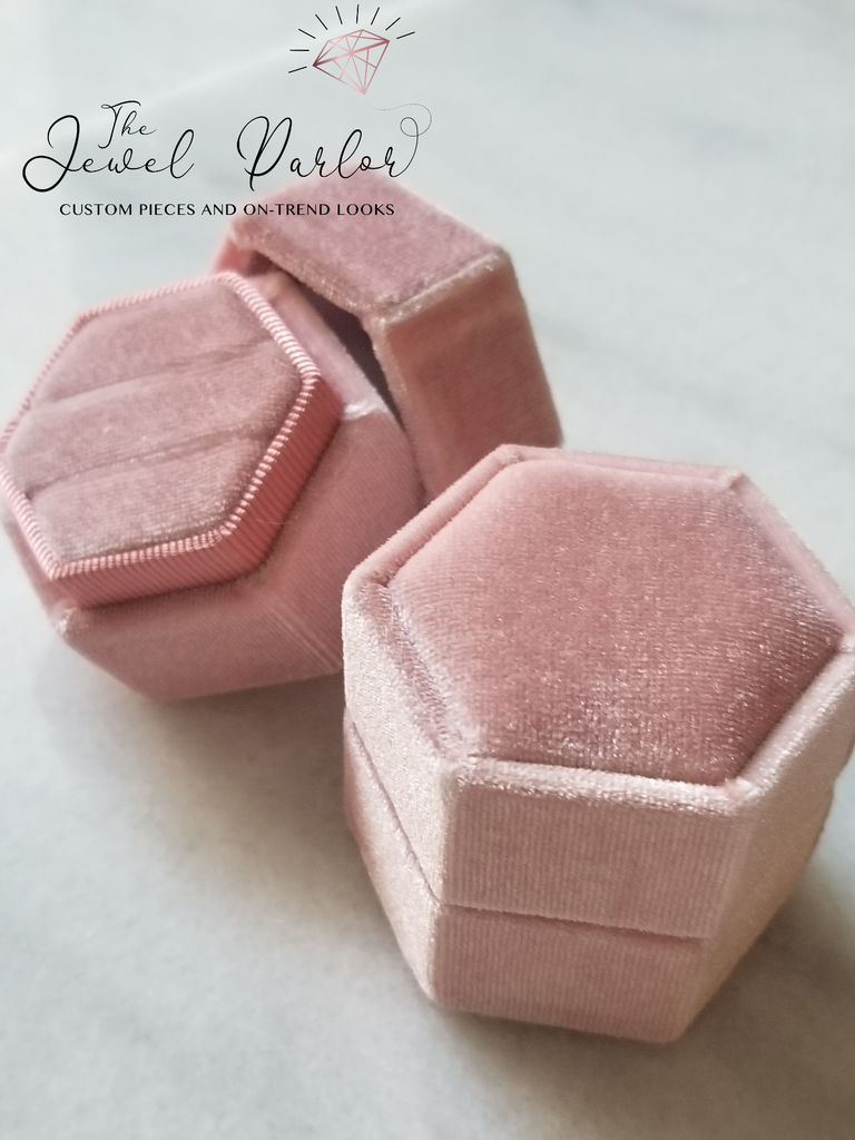 Hexagonal Velvet Ring Box with One or Two Slots