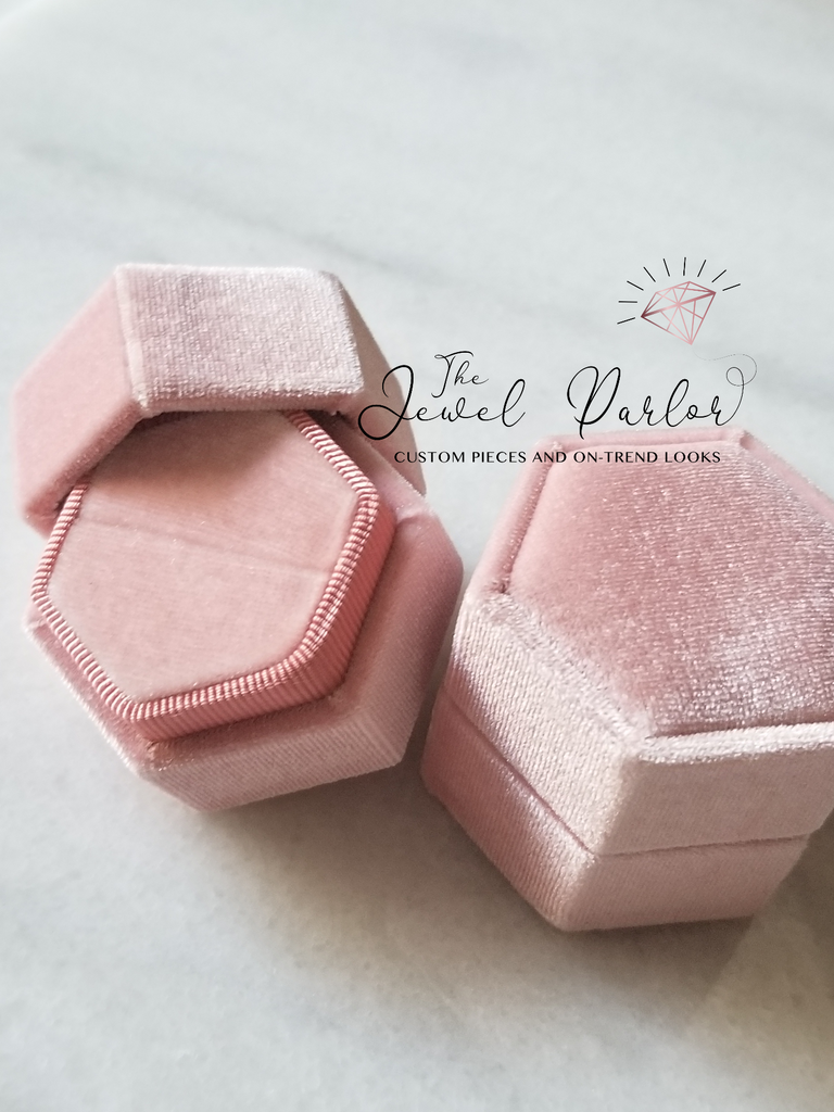 Hexagonal Velvet Ring Box with One or Two Slots