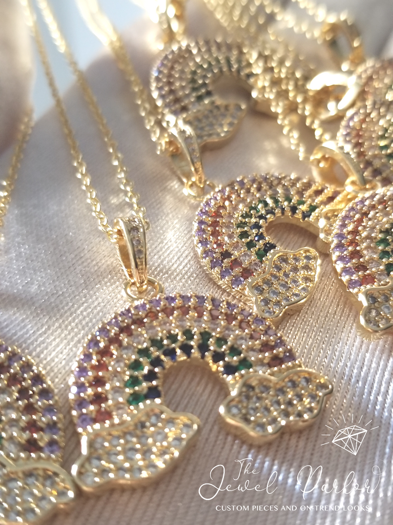 Over the Rainbow Pendant + Chain in Gold