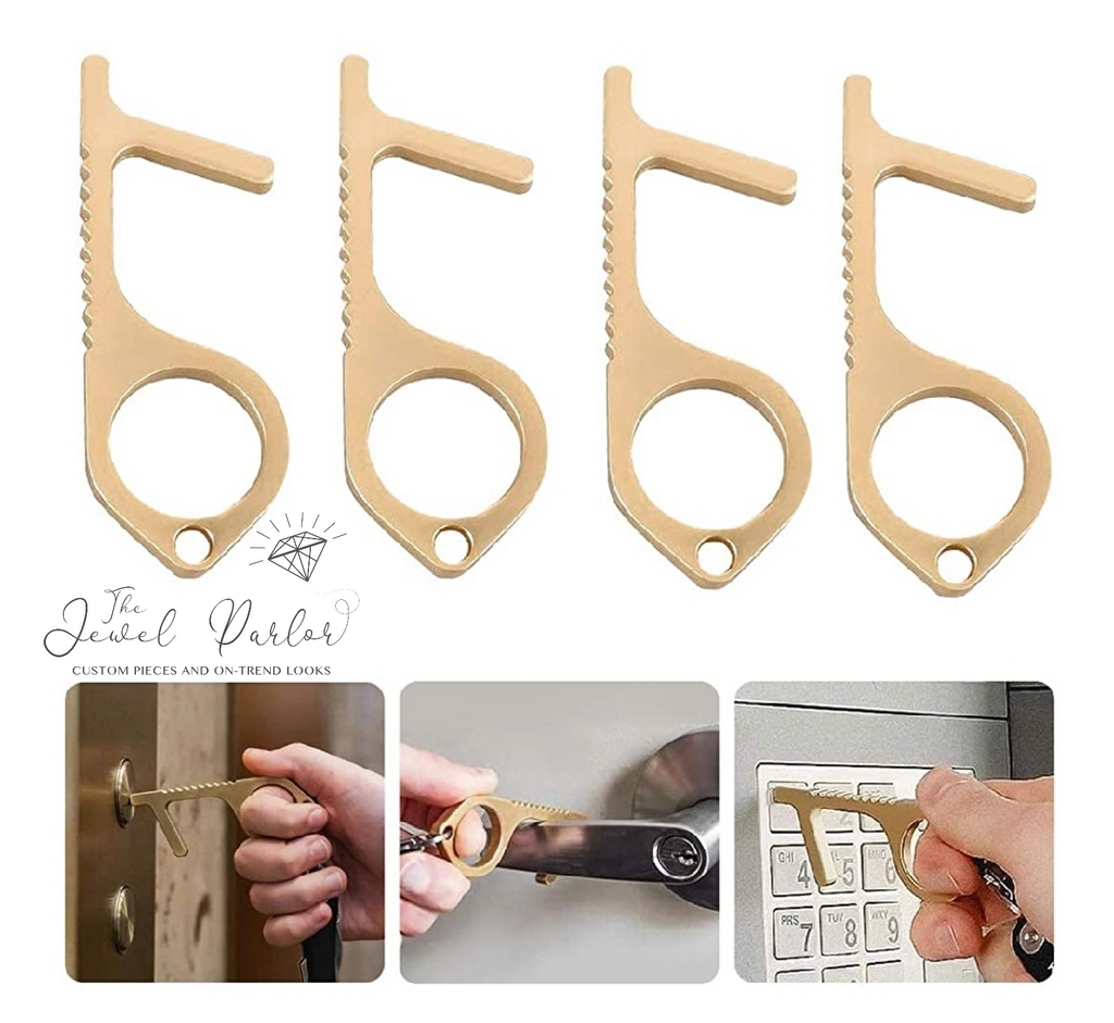 Brass Door Opener Hygiene Key + Hand Tool Keychain