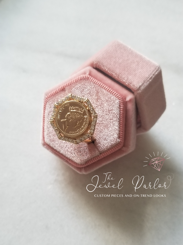 Queen Elizabeth II Coin Windsor One Penny Ring in 14K Gold Vermeil