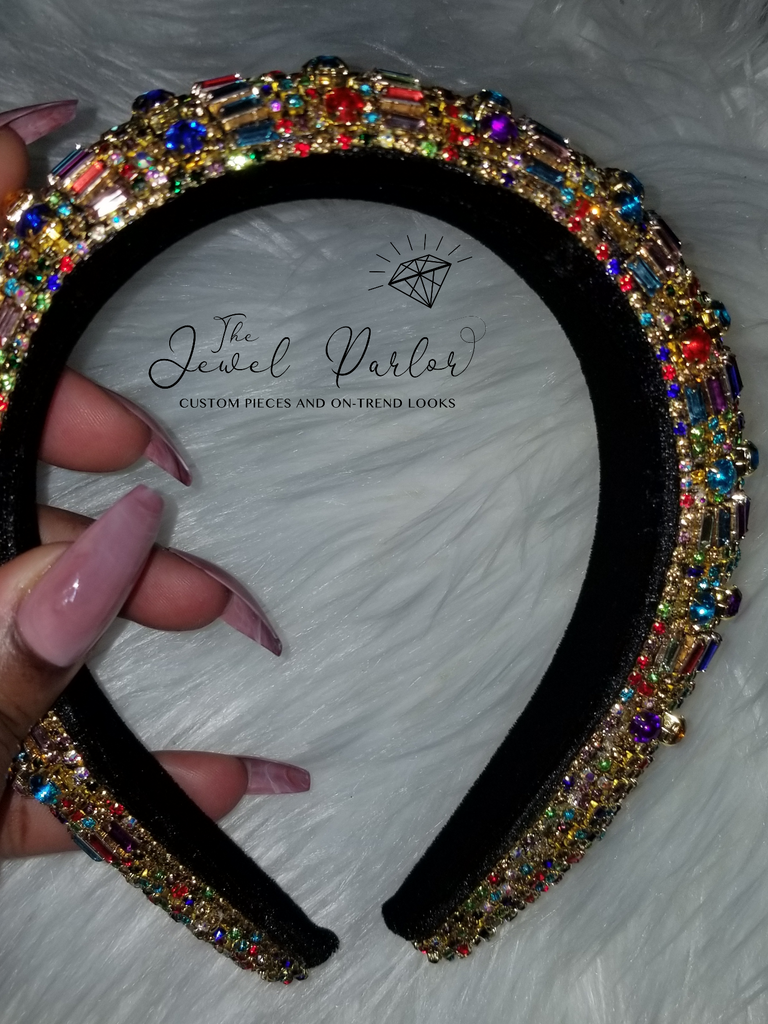 Saxony Multicolor Jeweled Padded Headband