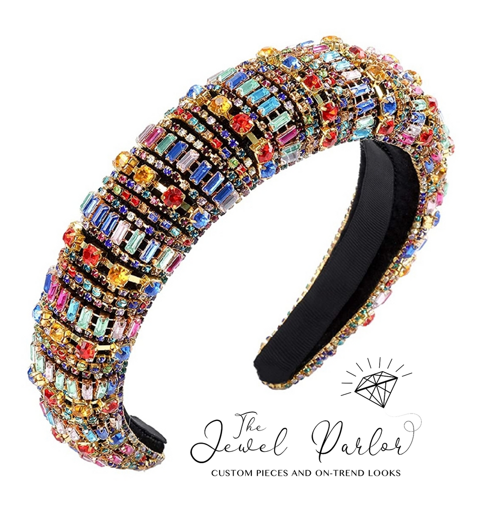 Saxony Multicolor Jeweled Padded Headband