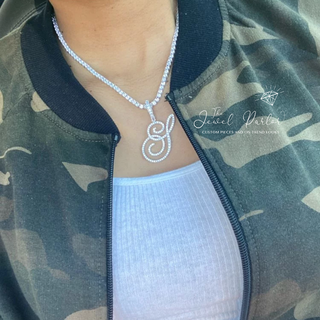 Crystal Bouclé Initial Letter Pendant
