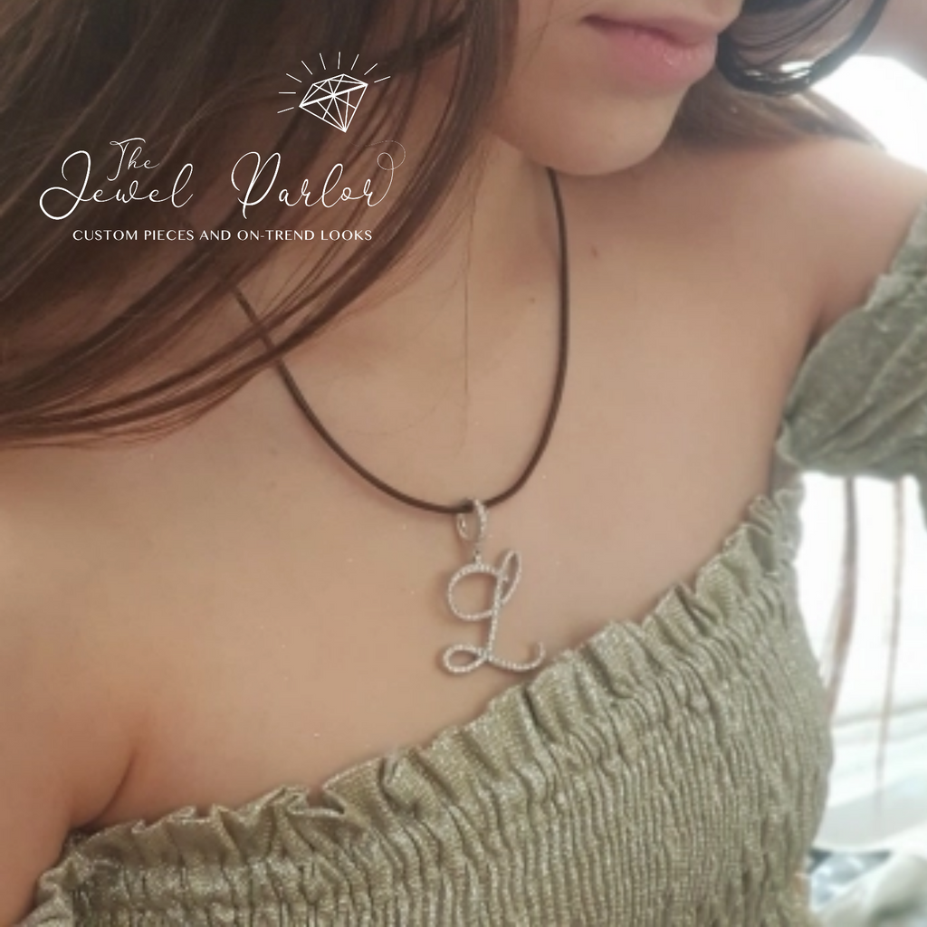Crystal Bouclé Initial Letter Pendant