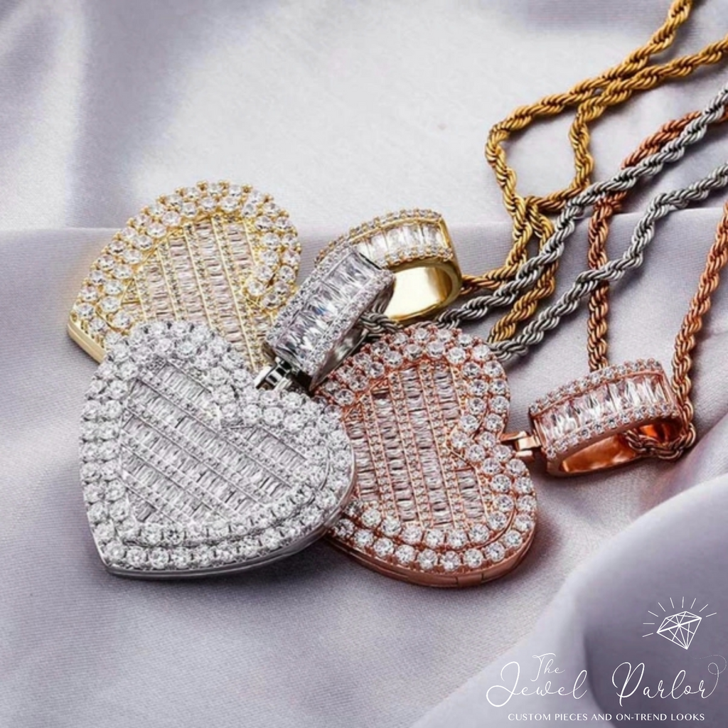 Sweetheart Memory Photo Locket Baguette Pendant