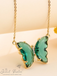 Evangeline Glass Butterfly Necklace β’ Green