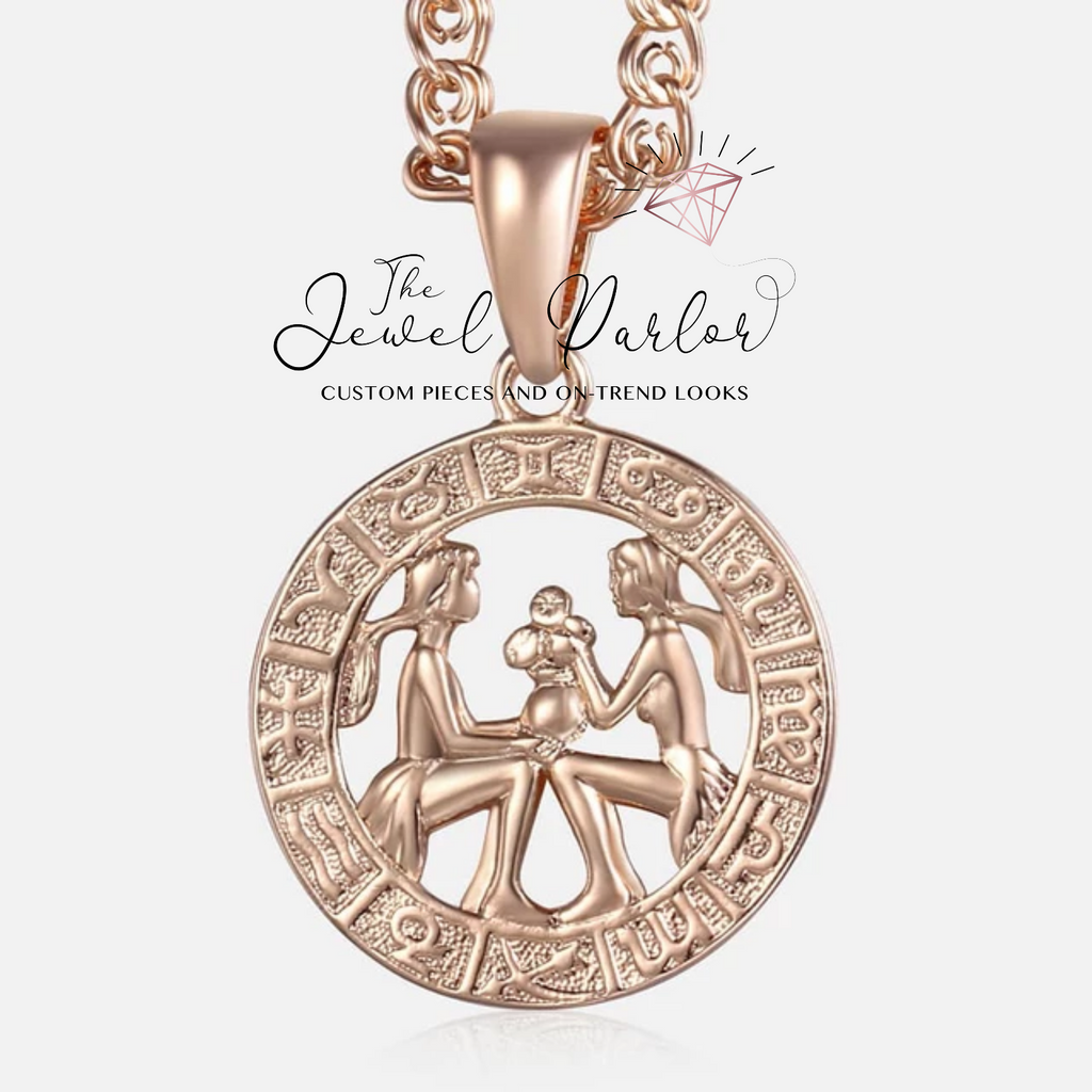 Rose Gold-Plated Horoscope Zodiac Sign Necklace