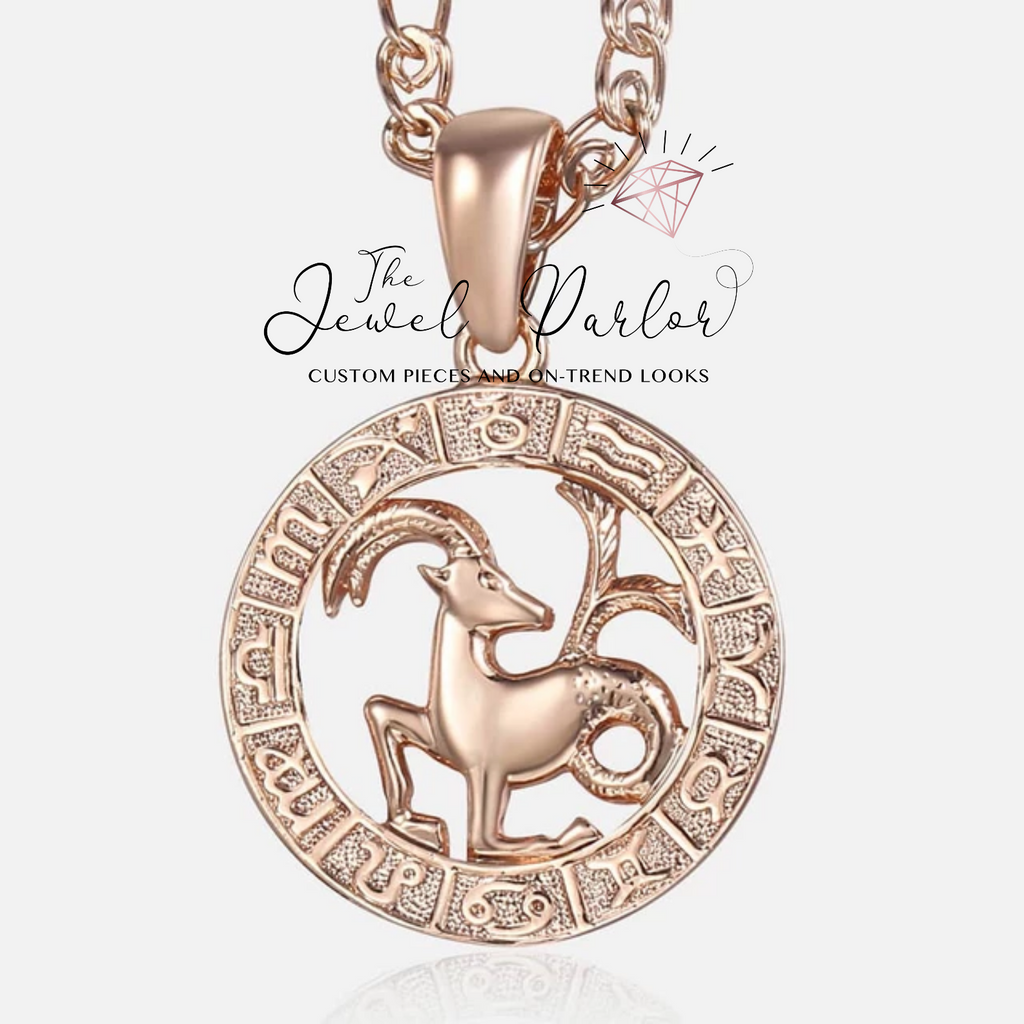 Rose Gold-Plated Horoscope Zodiac Sign Necklace