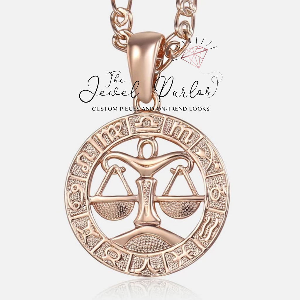 Rose Gold-Plated Horoscope Zodiac Sign Necklace