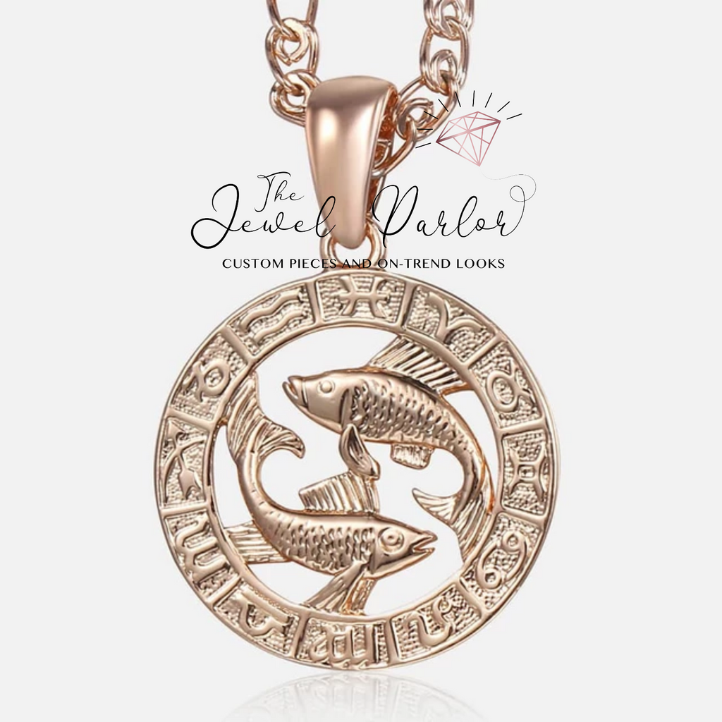 Rose Gold-Plated Horoscope Zodiac Sign Necklace