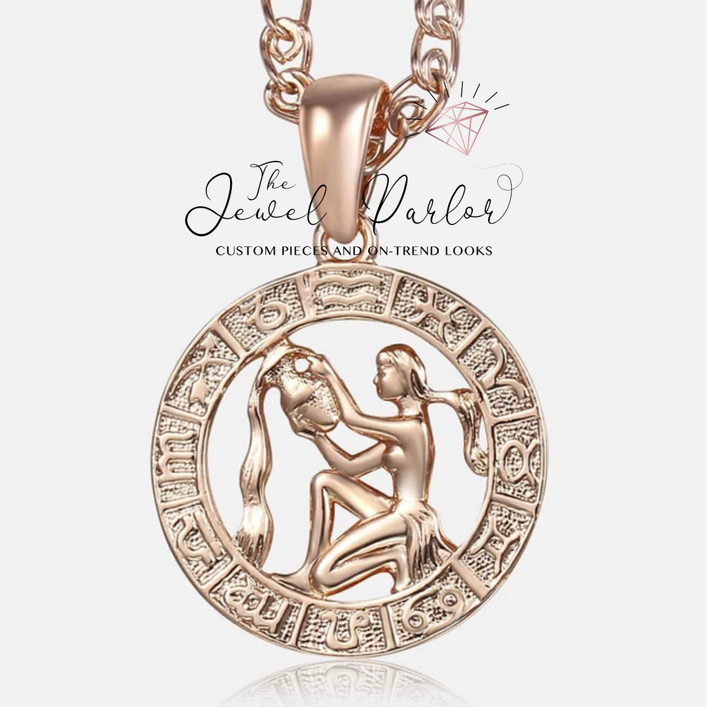 Rose Gold-Plated Horoscope Zodiac Sign Necklace