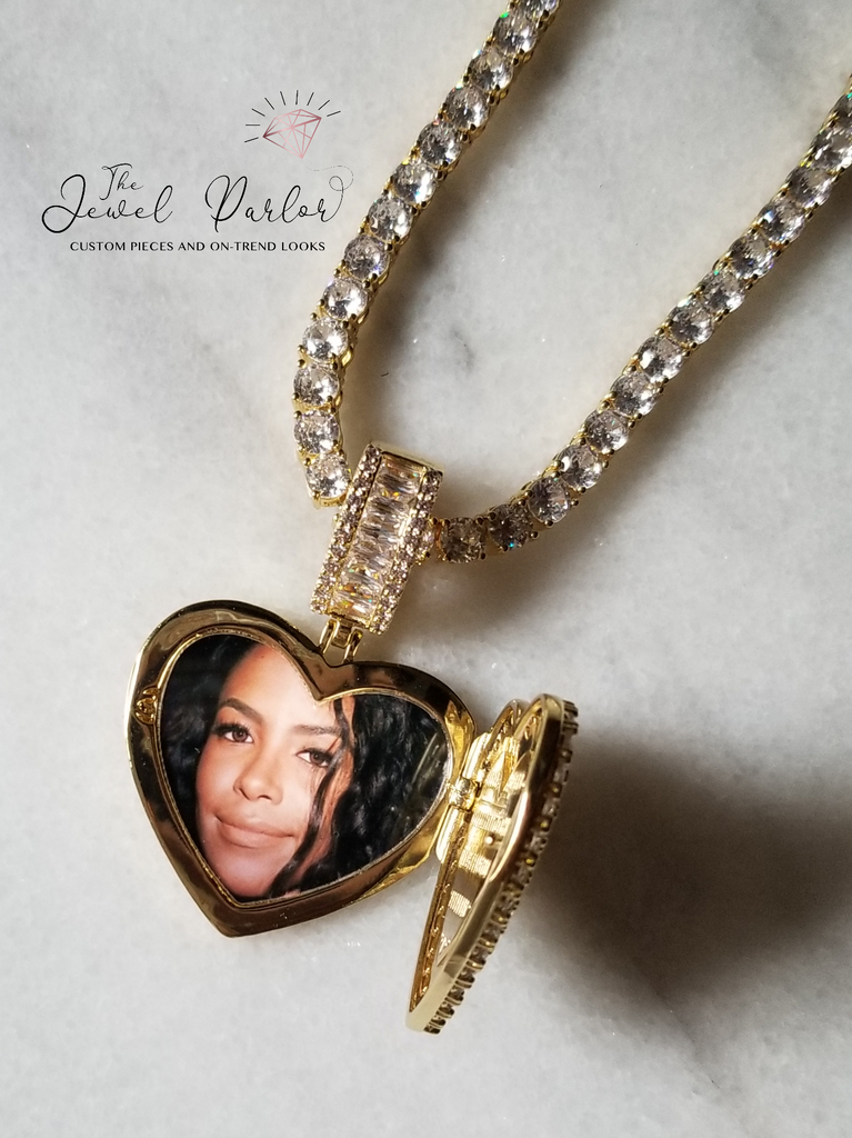 Sweetheart Memory Photo Locket Baguette Pendant