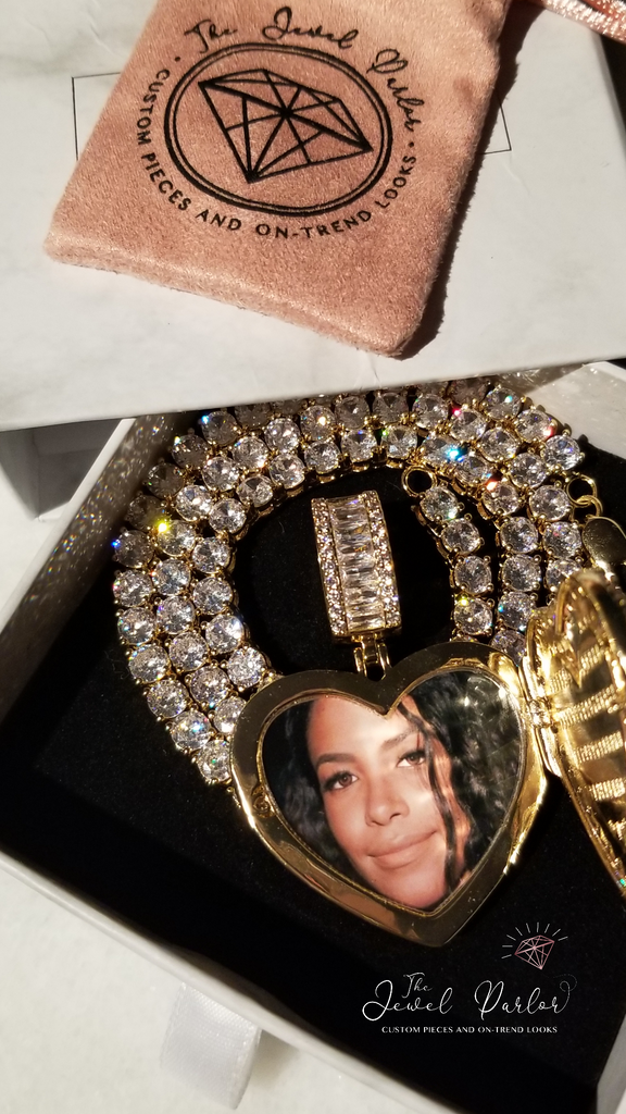 Sweetheart Memory Photo Locket Baguette Pendant