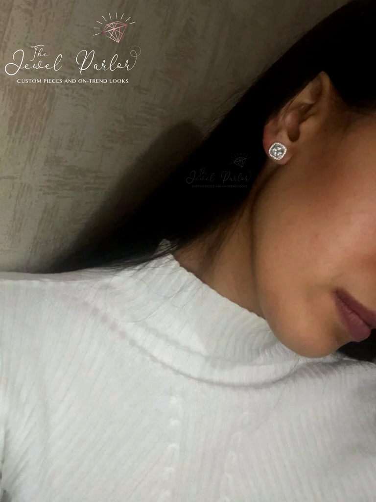 Priscilla Classic Crystal Stud Earrings in Silver or Rose Gold