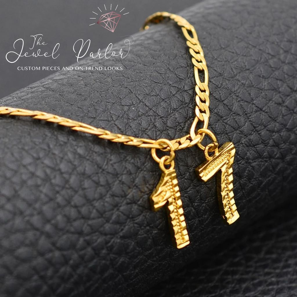 Varsity Numbers Necklace + Figaro Chain