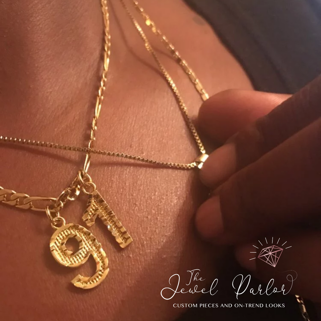 Varsity Numbers Necklace + Figaro Chain