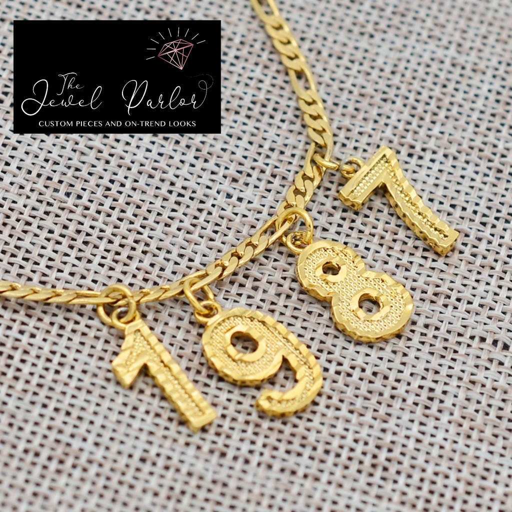 Varsity Numbers Necklace + Figaro Chain