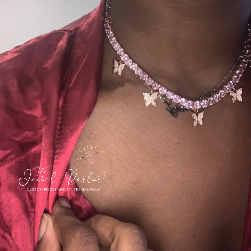 Laila Floating Butterfly Tennis Chain Necklace