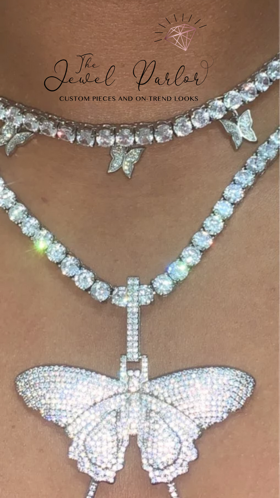 Laila Floating Butterfly Tennis Chain Necklace