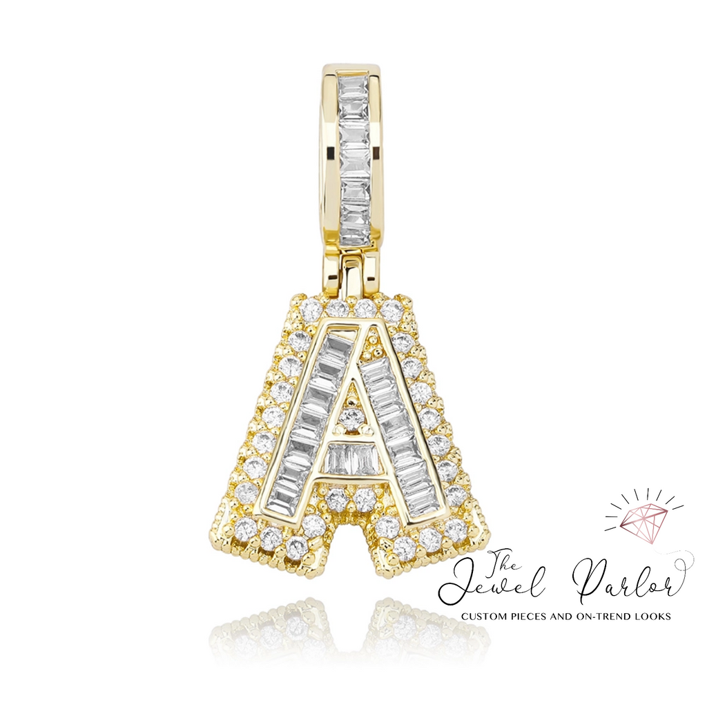 Mini Baguette Initial Letter Pendant