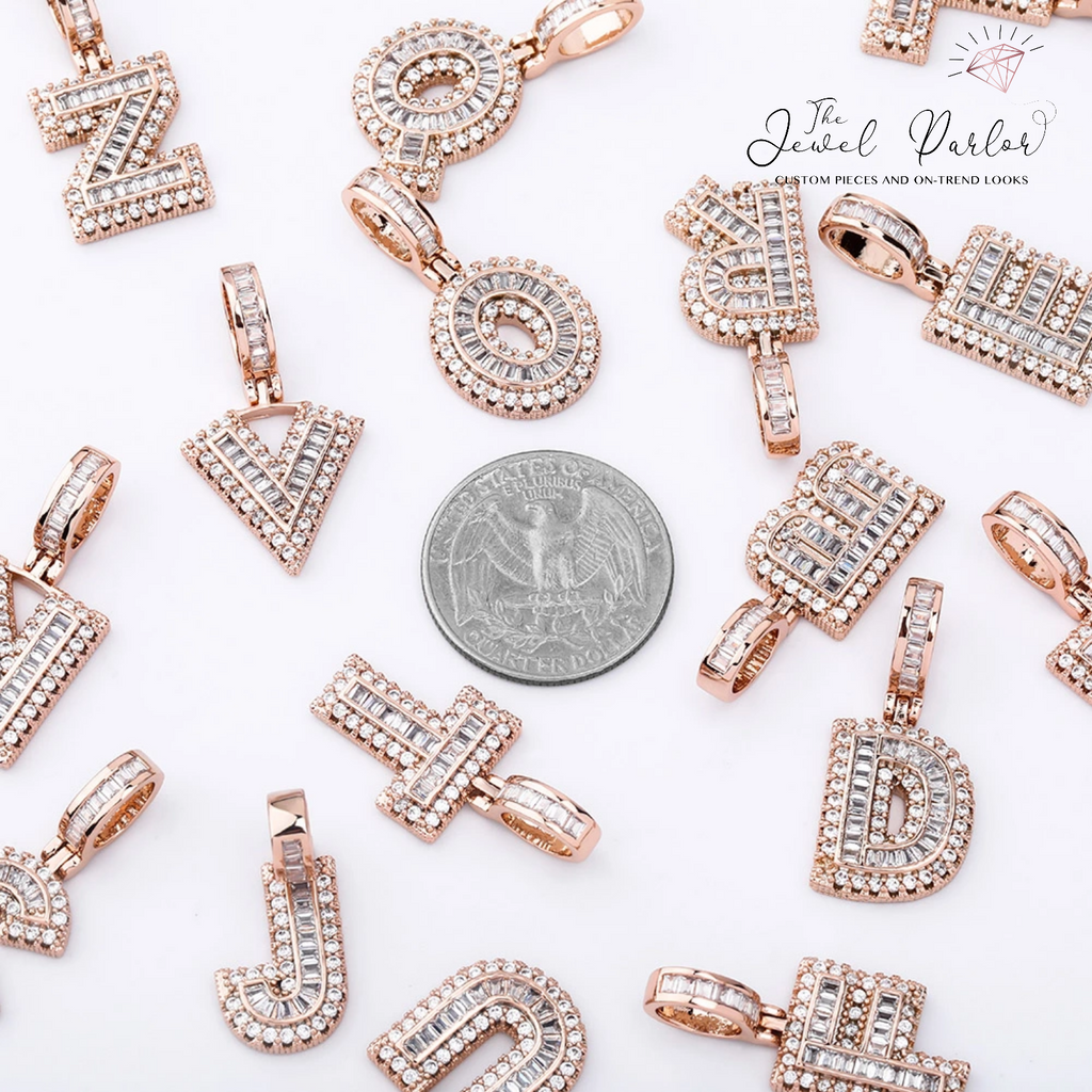 Mini Baguette Initial Letter Pendant